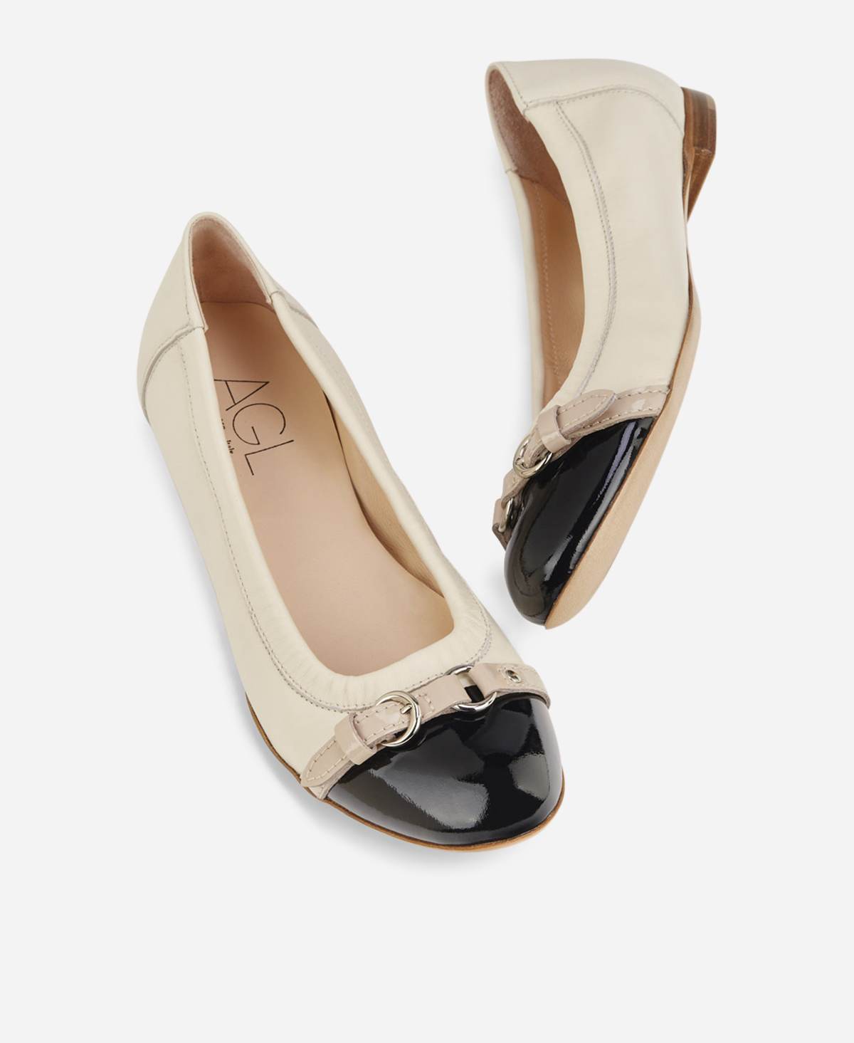 Cap toe ballet flat Black&White Monika | AGL Shoes