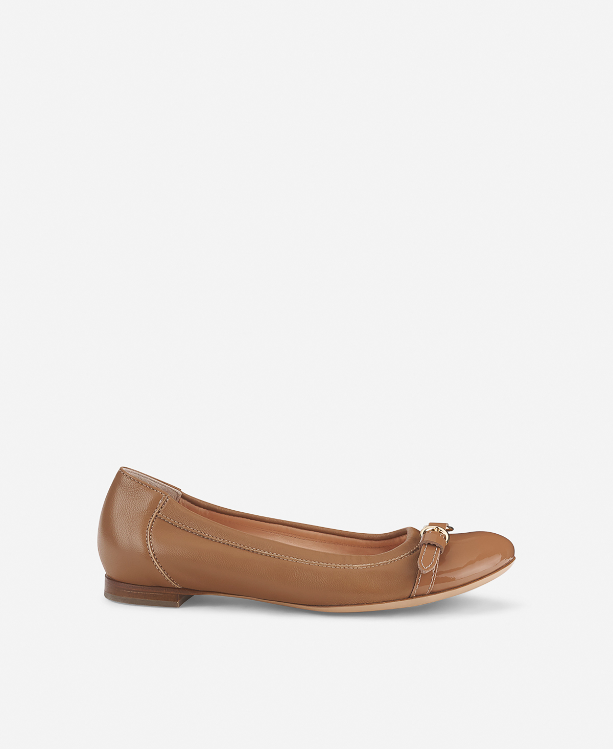 Cap toe ballet flat Cognac Monika | AGL Shoes
