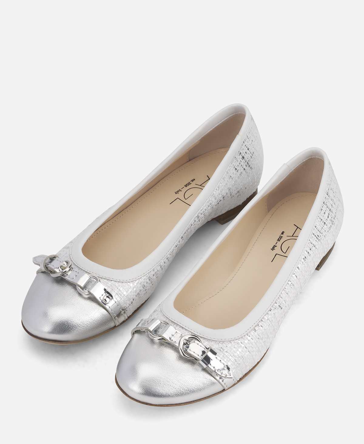 Ballet Flat Giusti Shoes Cap Toe Ballet Flat Silver Mae AGL Shoes