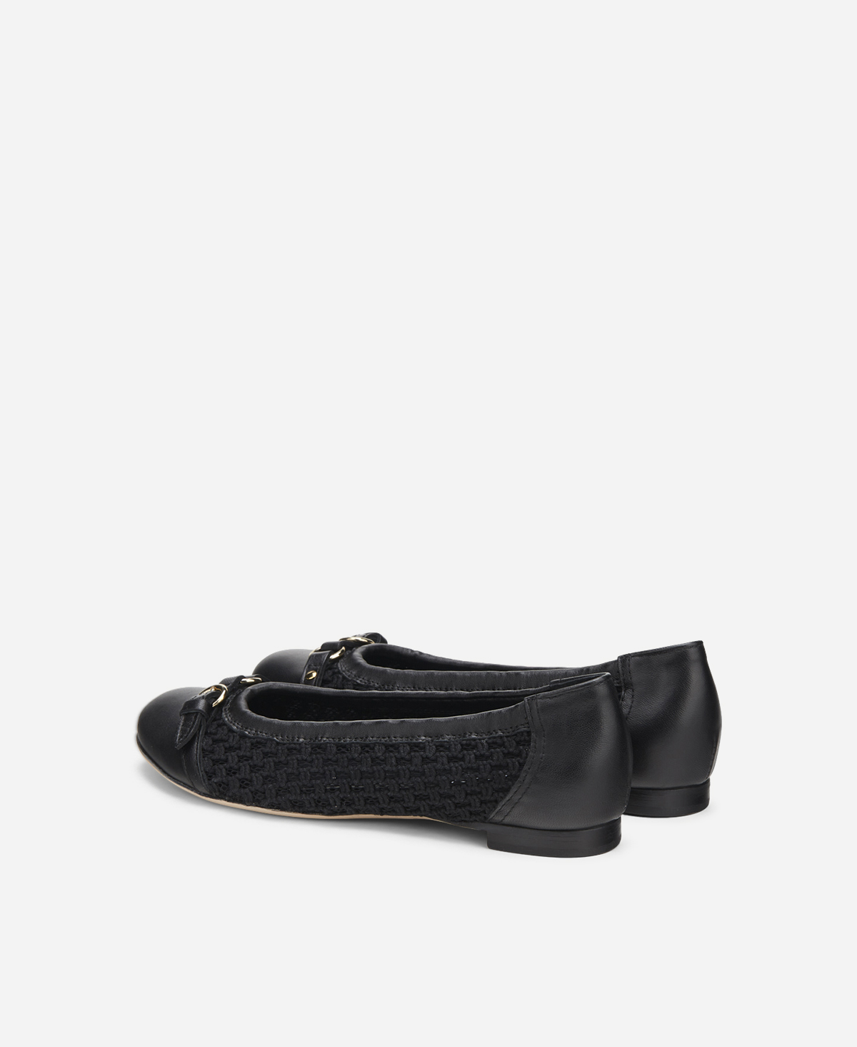 Ballet flat with woven texture Black Monia | AGL Shoes