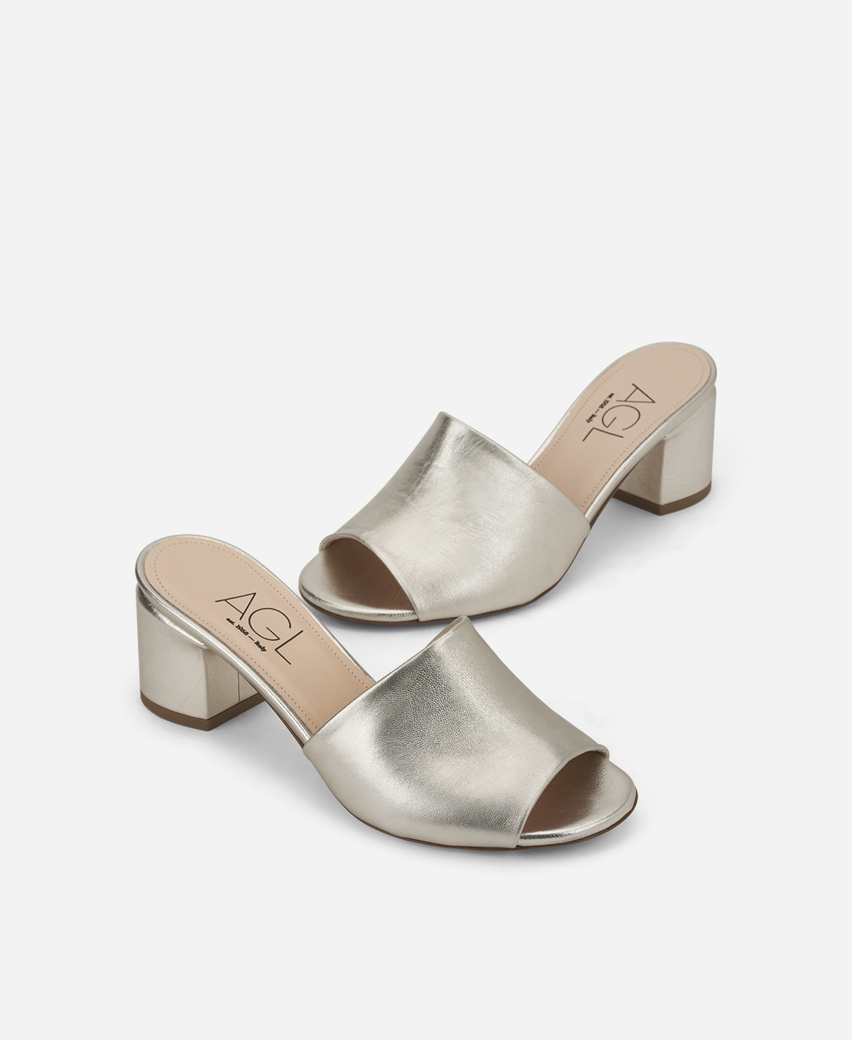 Metallic leather mule Platinum Luana | AGL Shoes