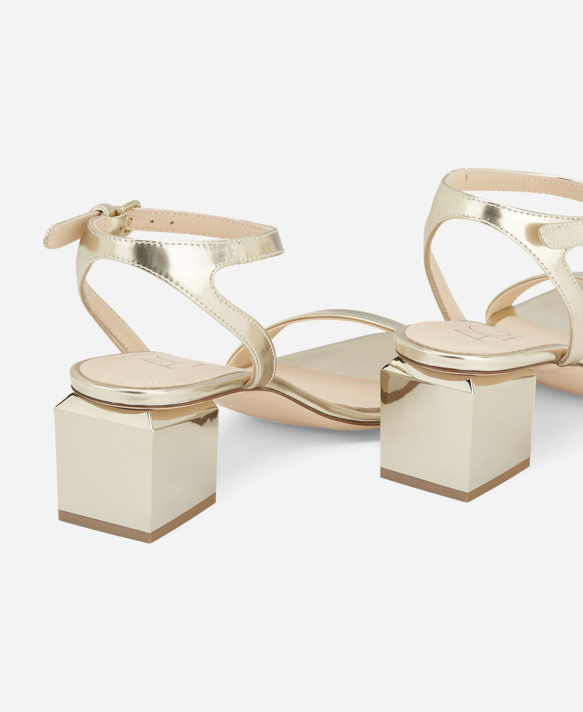 Sandal with cube-shaped heel Gold Angie | AGL Shoes