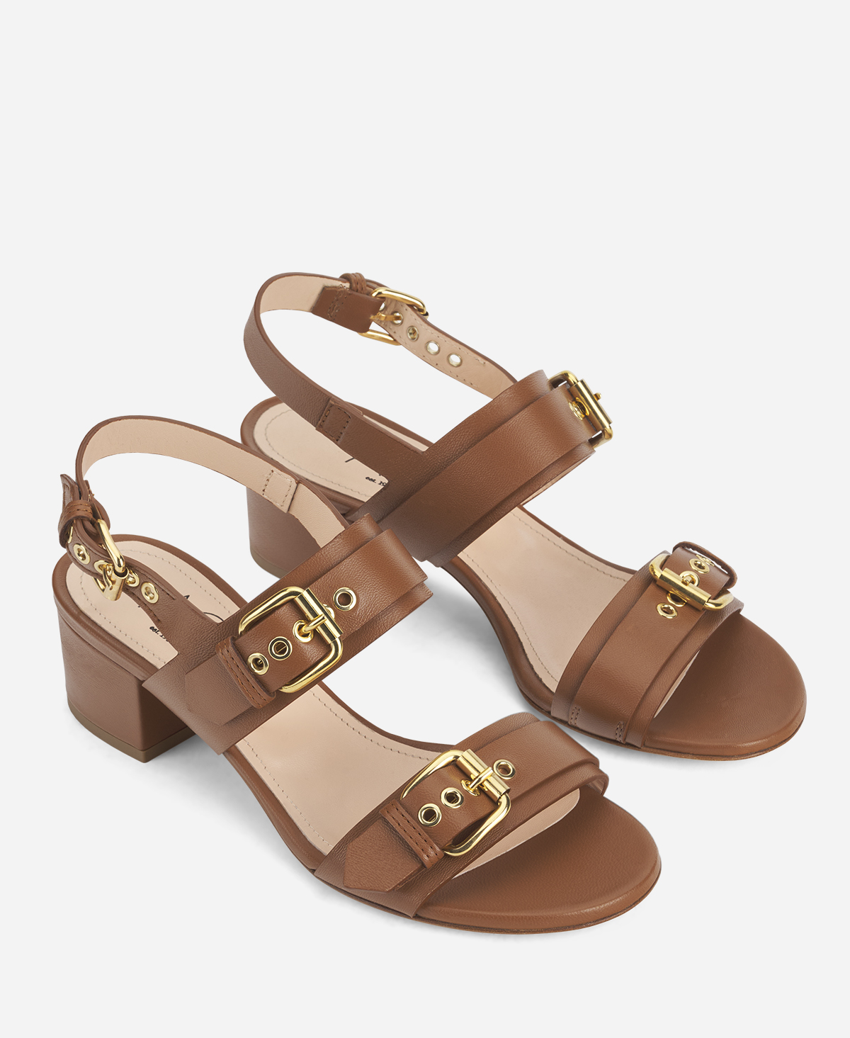 Sandal with buckles Cognac Lala Straps | AGL Shoes