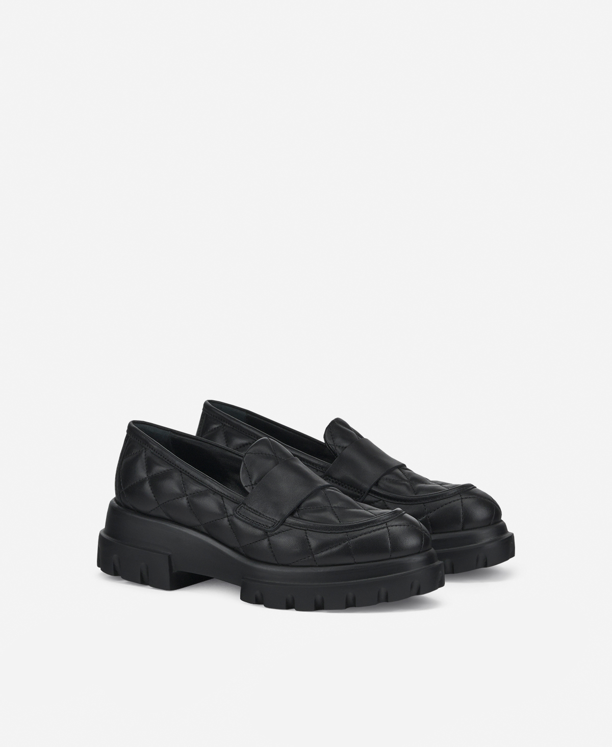 mocha　0527 Leather moccasin Black Celeste Matelassé | AGL Shoes
