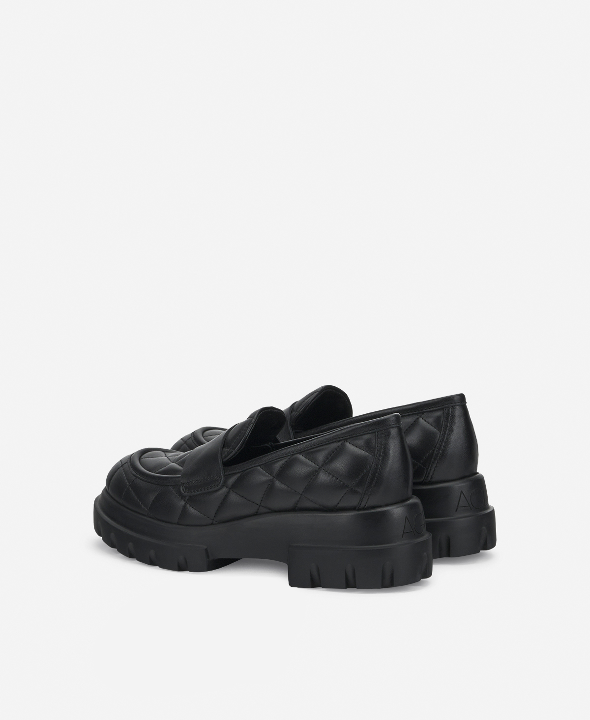 Leather moccasin Black Celeste Matelassé | AGL Shoes