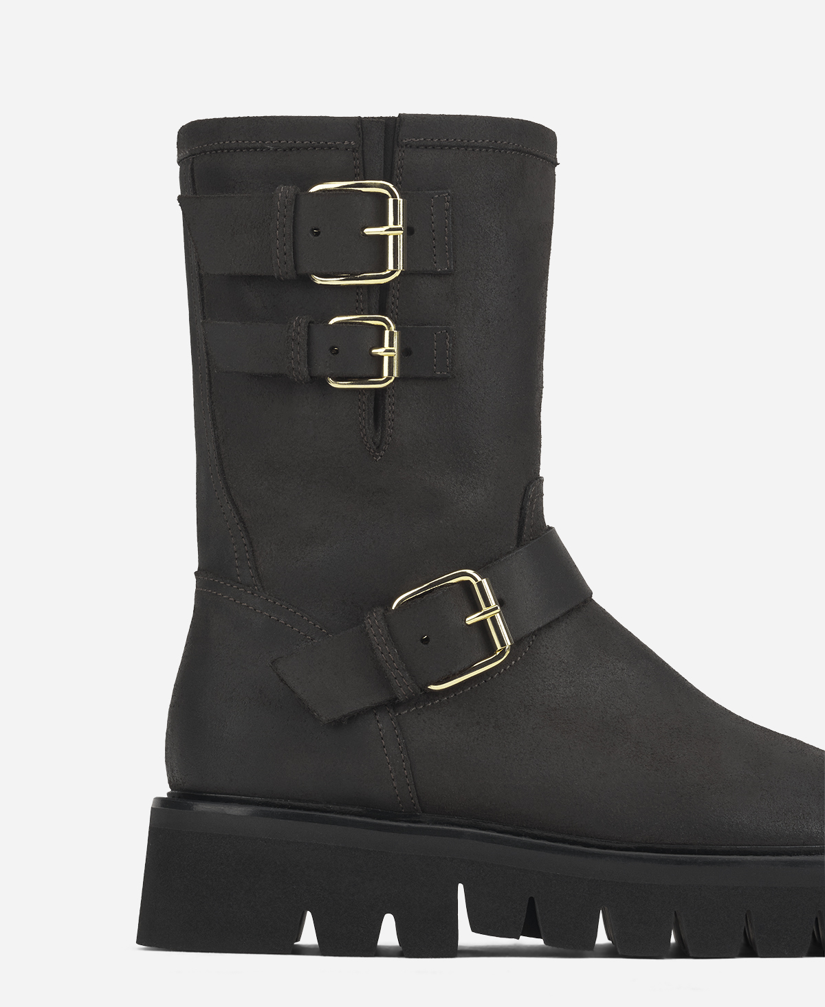 Biker boot with buckles Chocolate Brown Luggie Biker | AGL Shoes