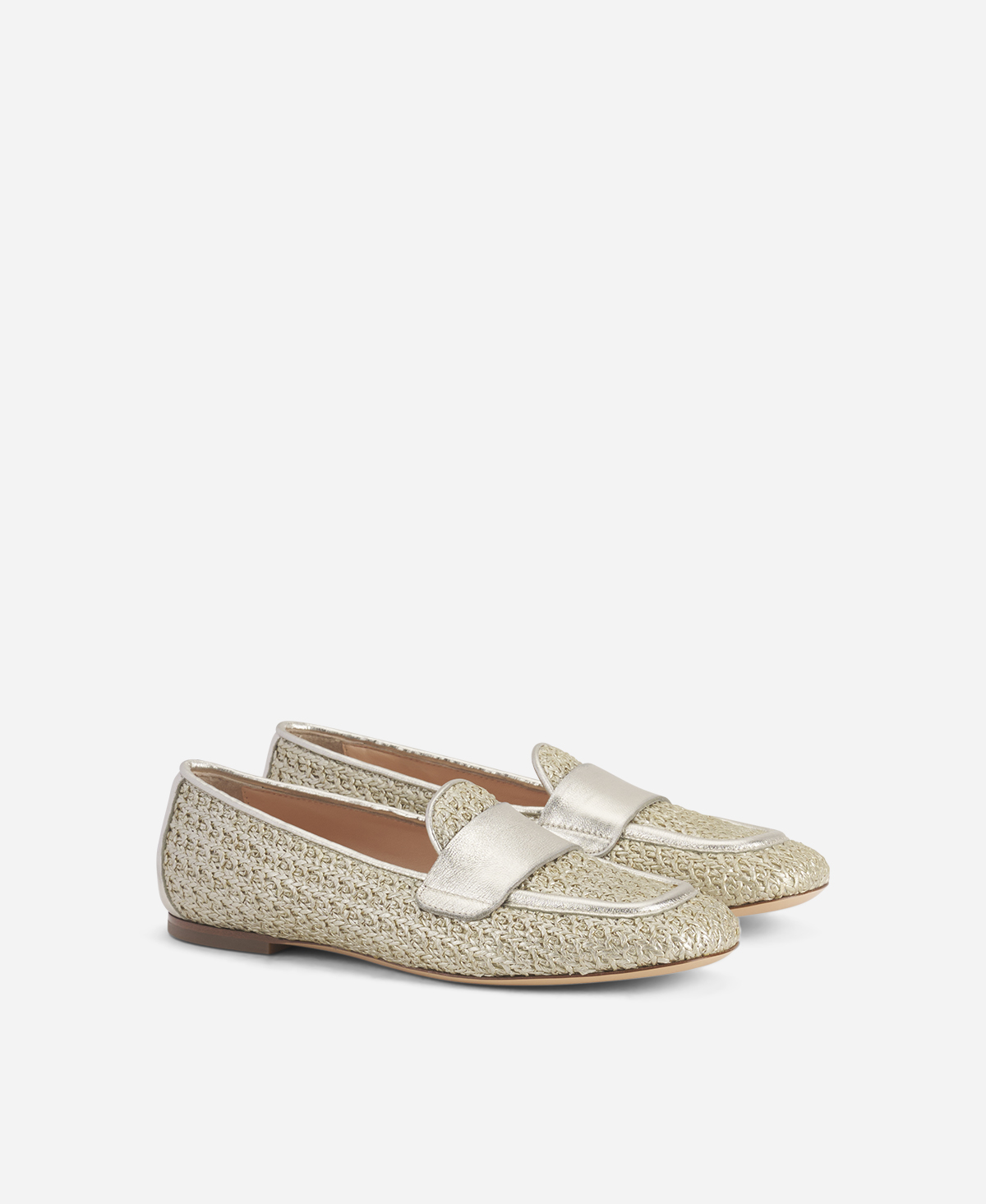 Raffia-effect moccasin Platinum Sheryl Raffia | AGL Shoes