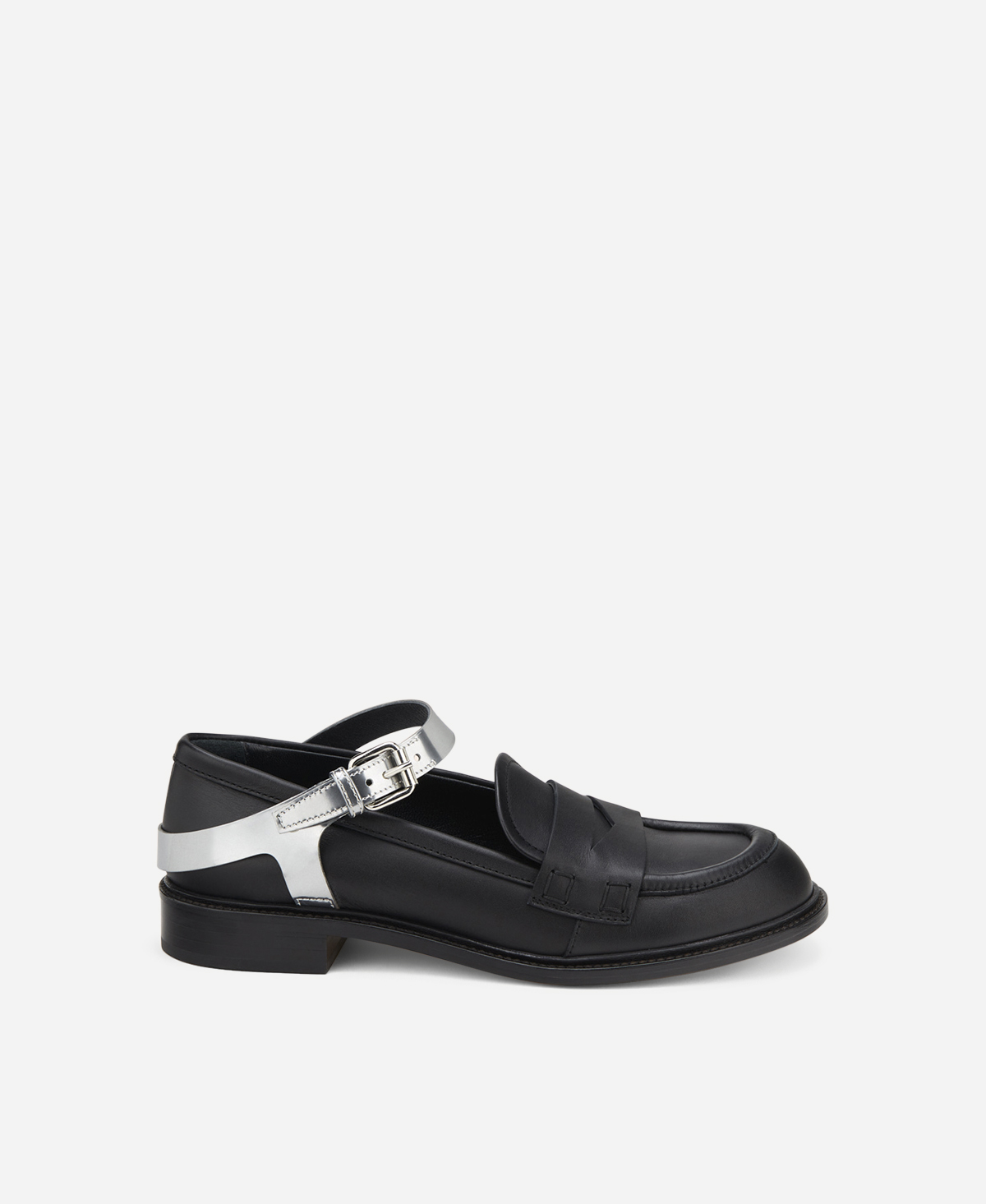 Mokassin mit Fesselriemen Schwarz Olivia Anklet | AGL
