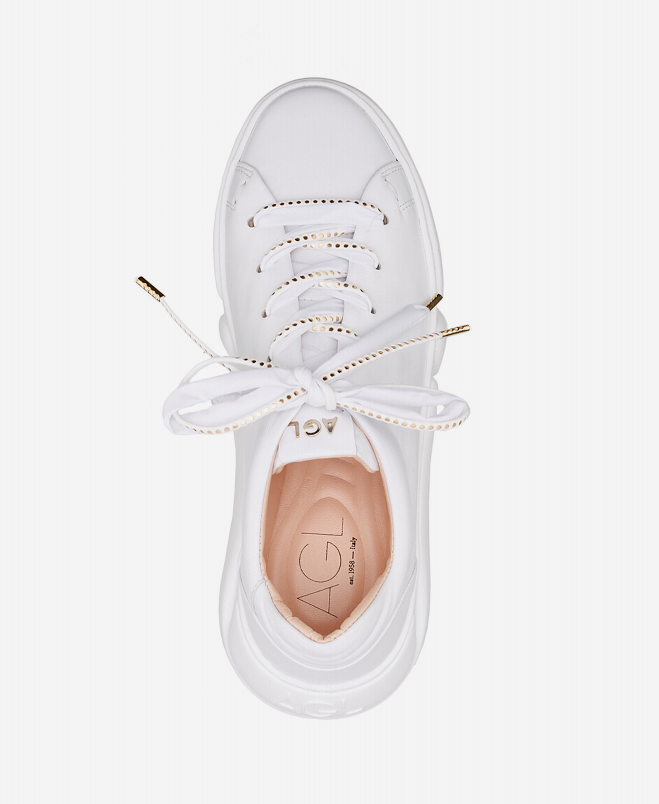 Leather chunky sneaker White Sheila | AGL Shoes