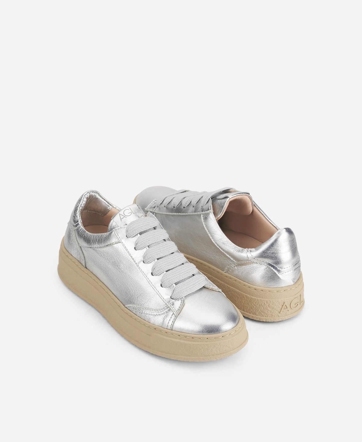 Metallic sneaker Silver Giuly Lace Up | AGL Shoes