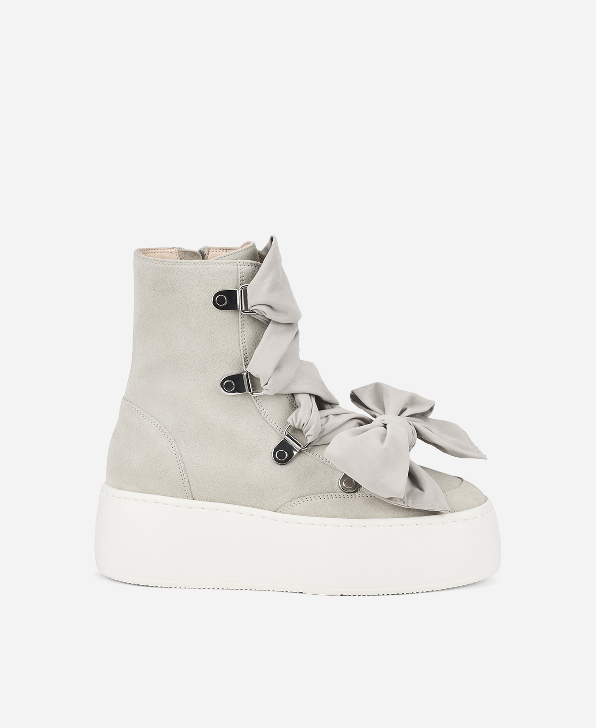 靴 andmary Elina ribbon long boots 37 Suede ankle boot with bow Milky white Vibe Ribbon | AGL Shoes