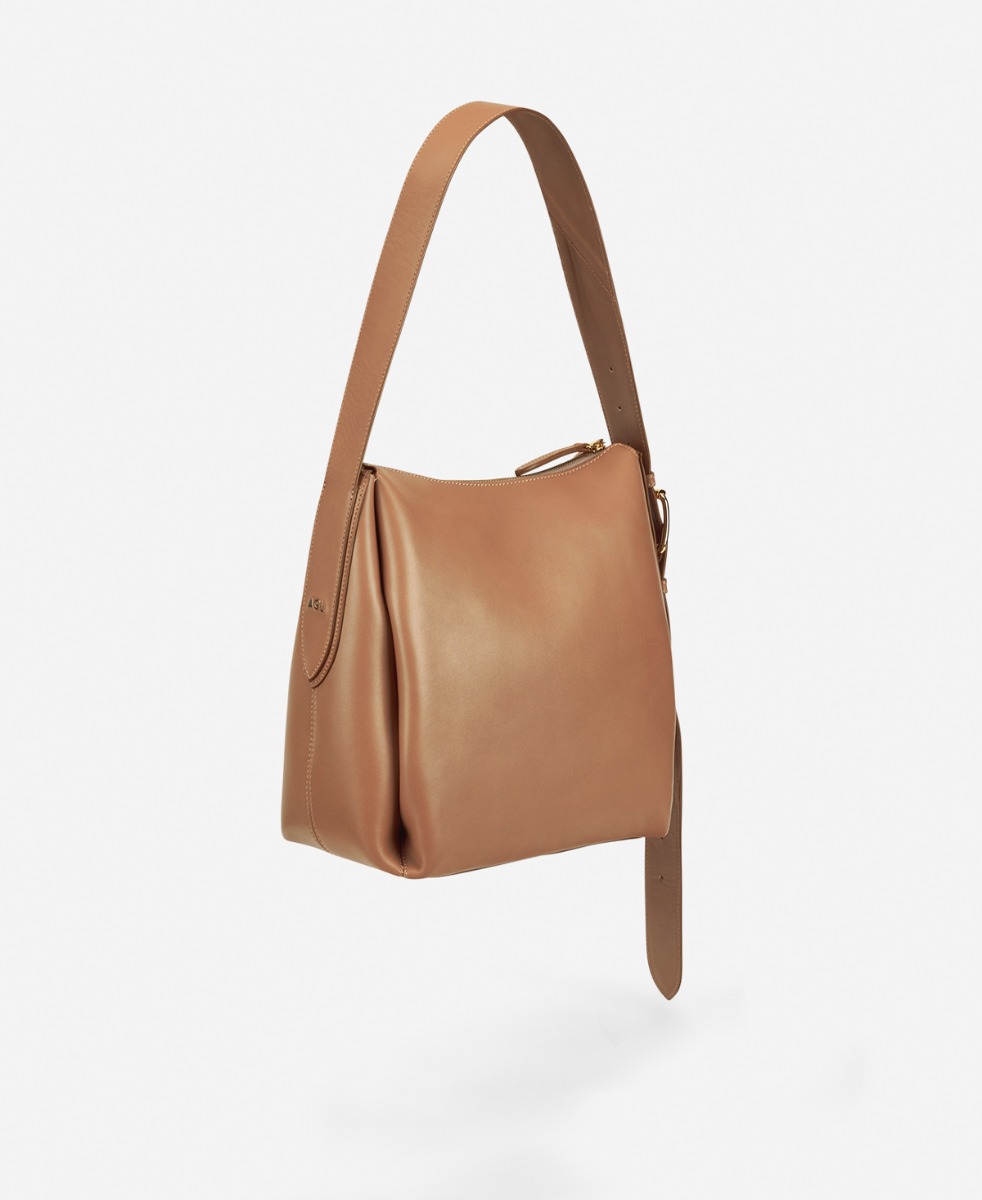 smoothmoodLiv Bag キャメル Practical leather bag Cognac Zippy Medium | AGL Shoes