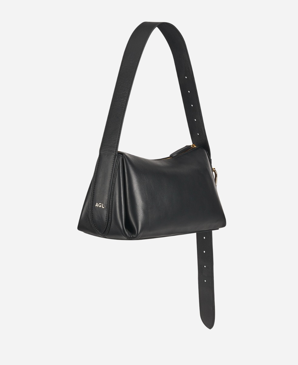 Leather bag with zipper Black Zippy Small | AGL Shoes