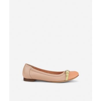 Cap toe ballet flat Orange Monika | AGL Shoes