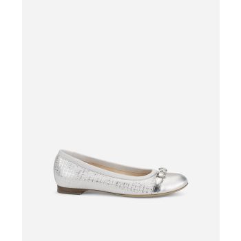 Cap toe ballet flat Silver Mae | AGL Shoes