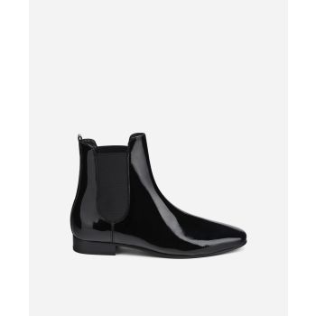 Stiefelette aus Leder mit Stretcheinsatz Schwarz Lack MAENA | AGL 