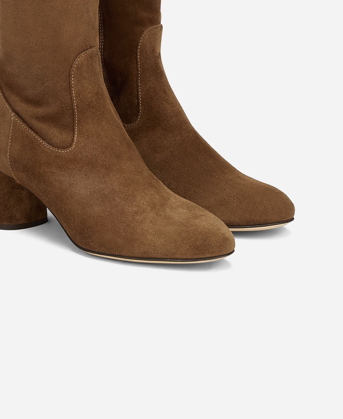 Water-resistant velour boot with heel Cognac Lorette | AGL Shoes