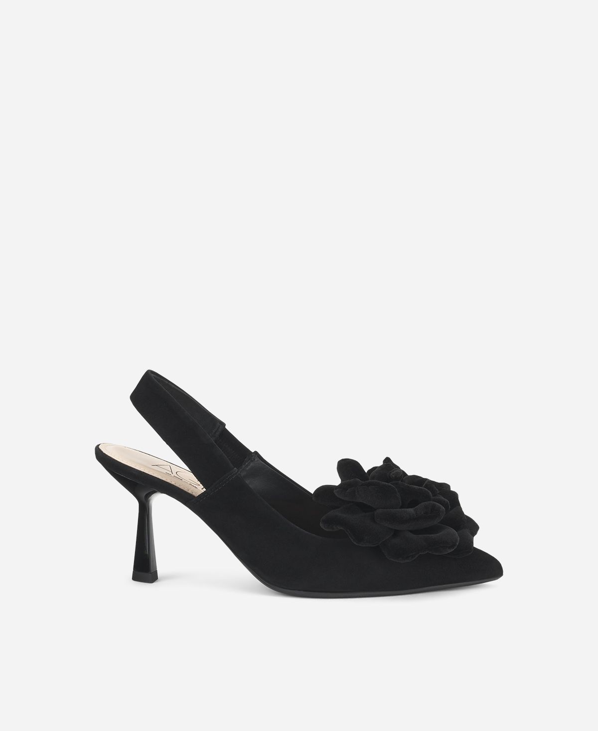 Sling-back with flower Black Alla Rose | AGL Shoes
