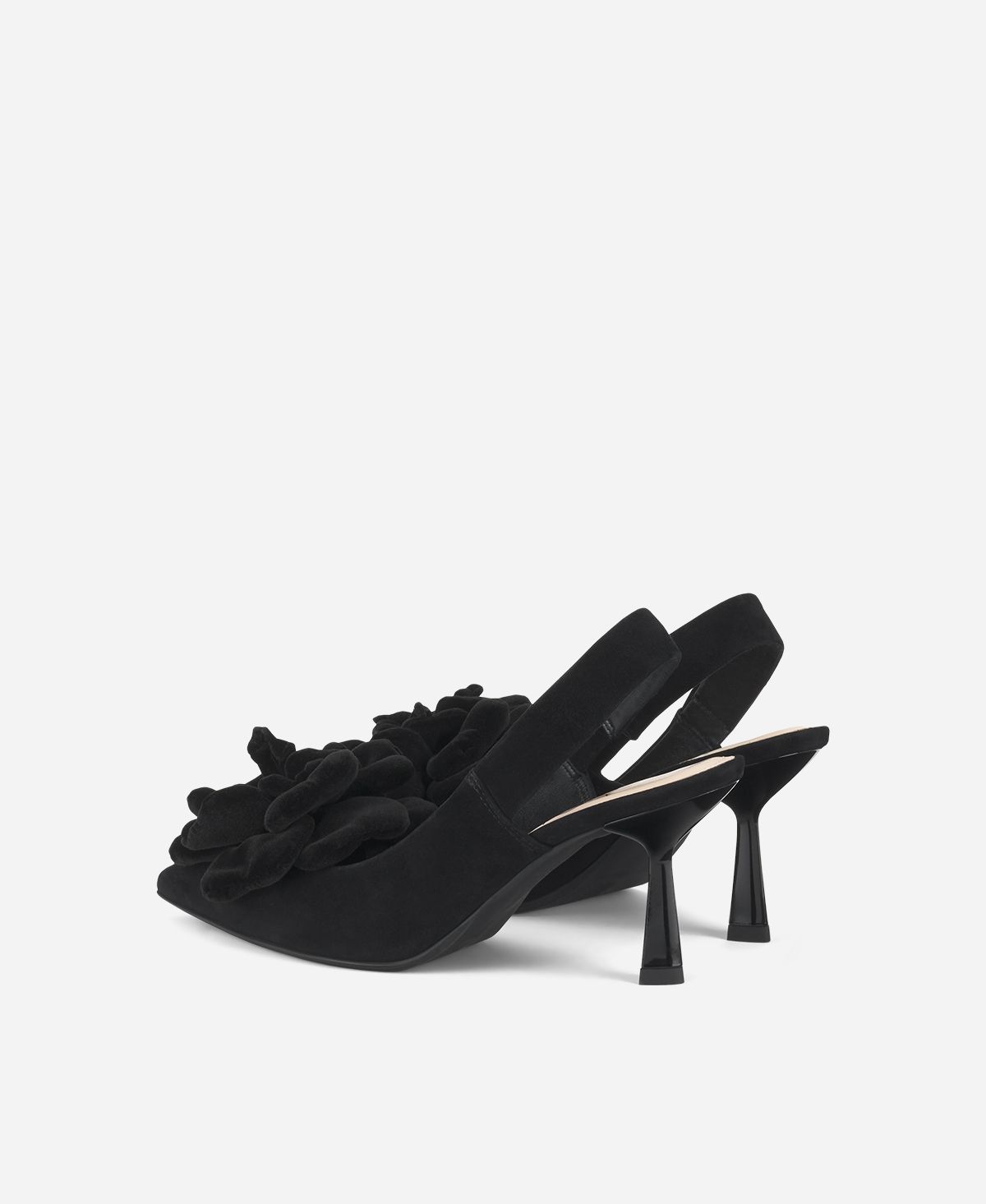 Sling-back with flower Black Alla Rose | AGL Shoes
