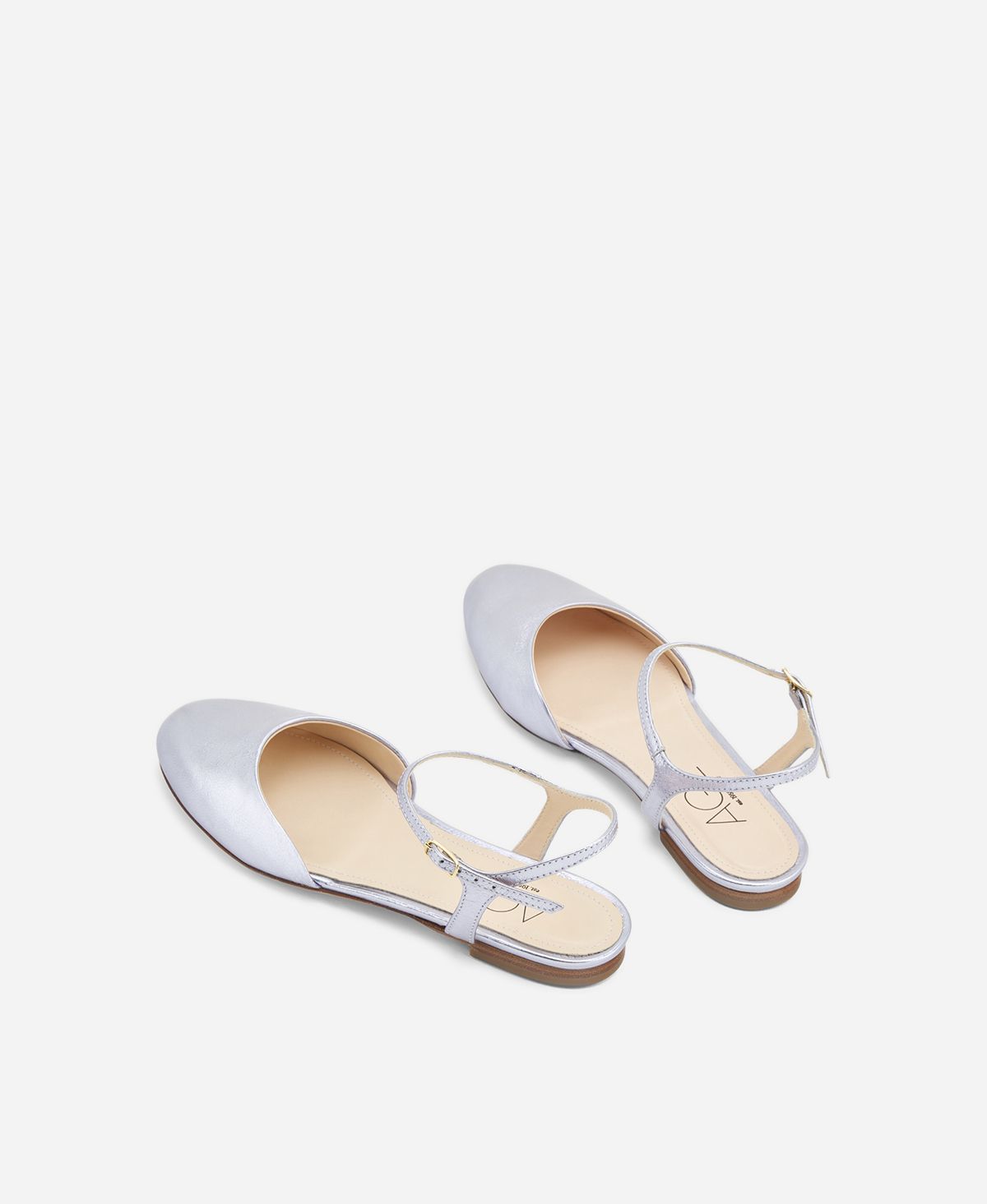 Ballerina aus metallisiertem Leder Hellblau Milly Sling B | AGL 
