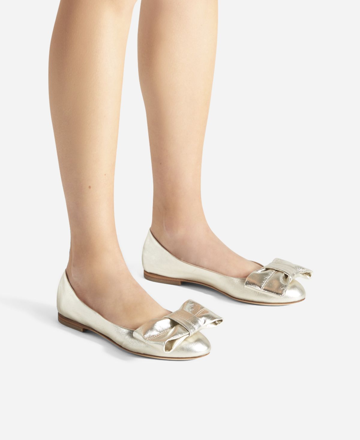 Ballet flat with bow Platinum Milly Ribbon | AGL