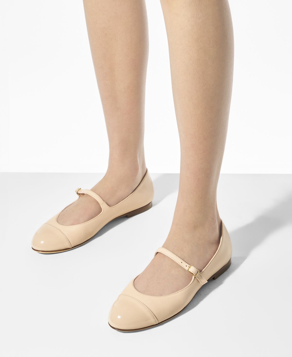 Leather ballet flat Beige Milly Cap Toe | AGL Shoes