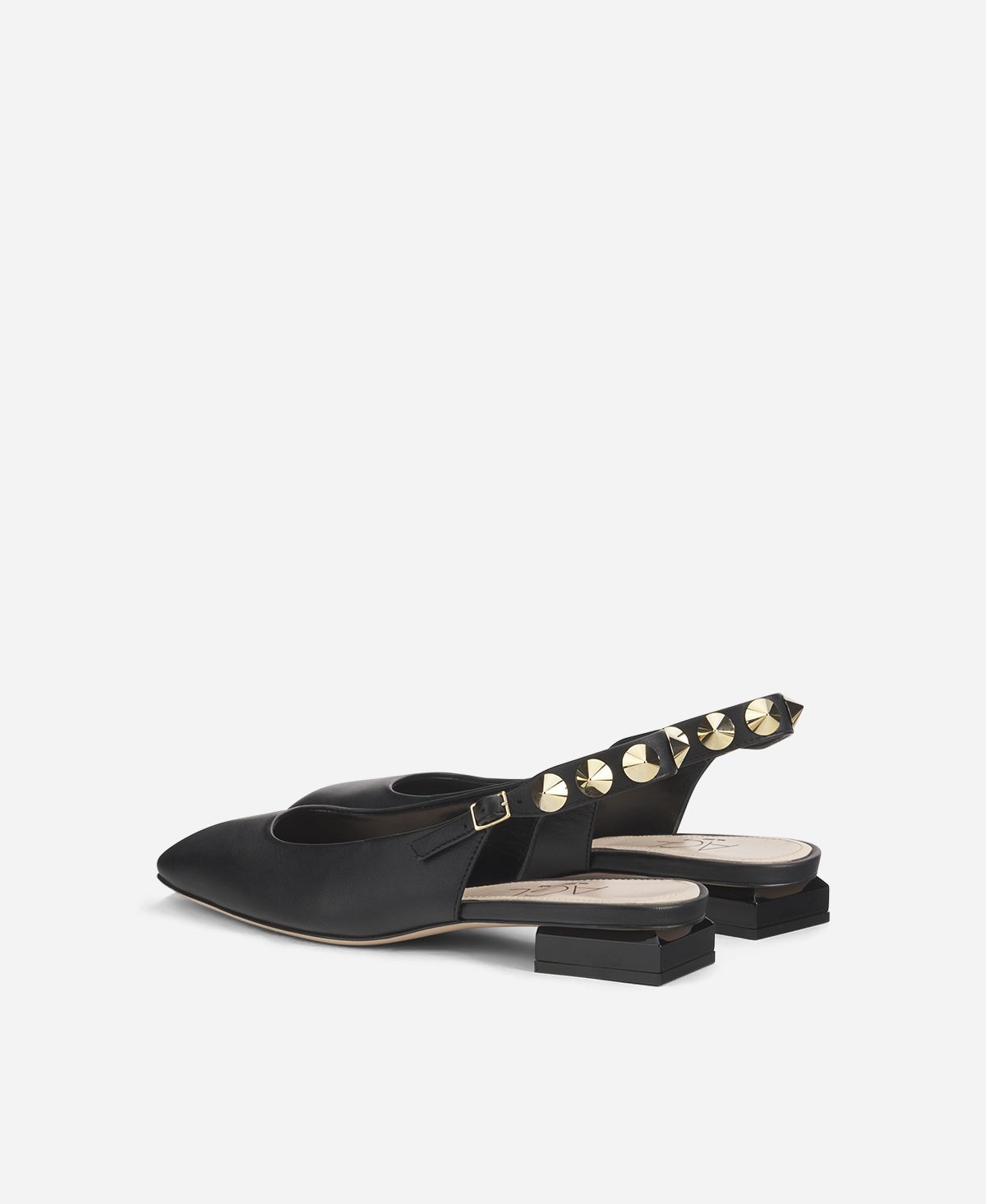 Sling-back ballet flat with studs Black Angie L Spike | AGL