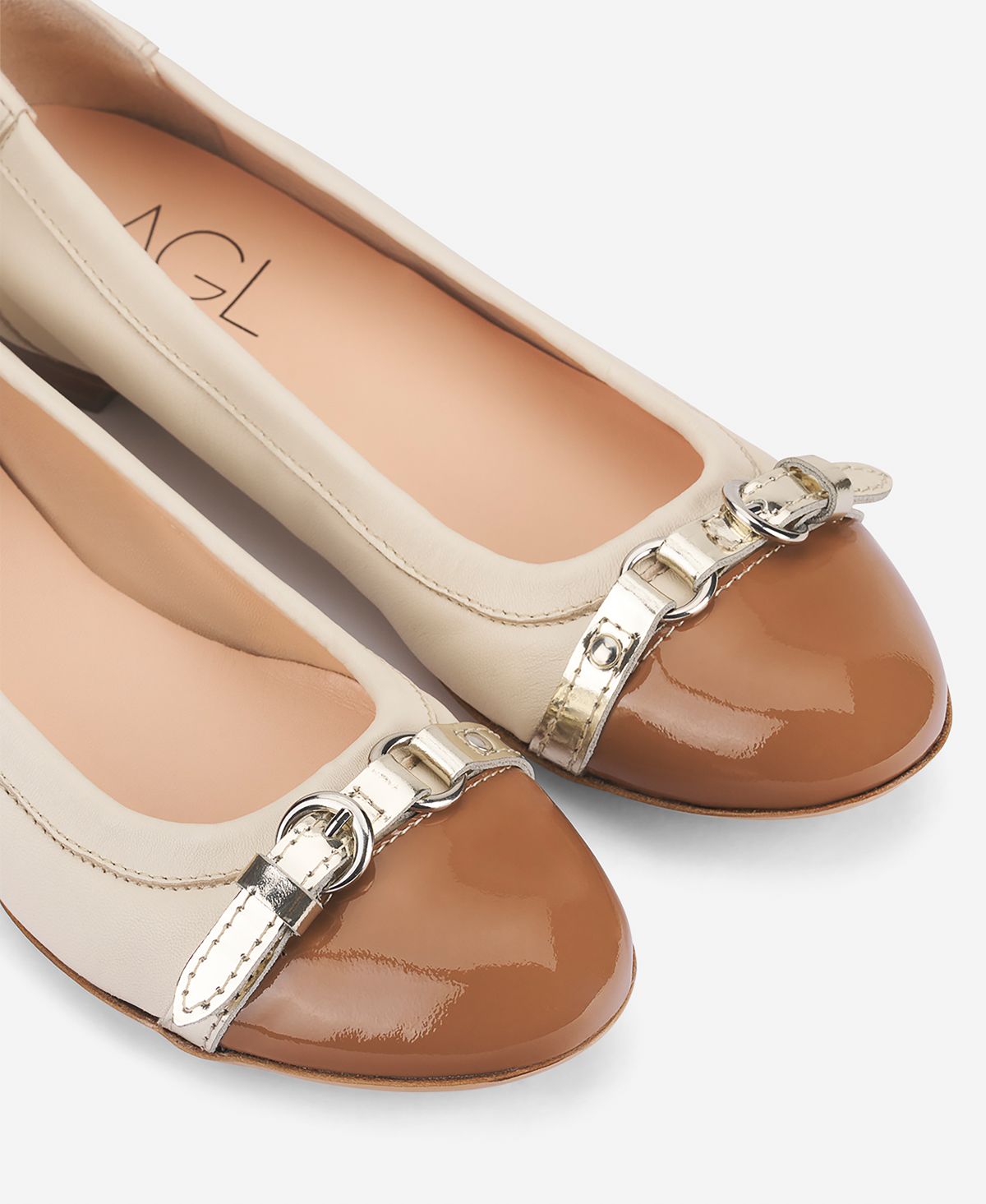 Cap toe ballet flat Cognac Monika | AGL Shoes