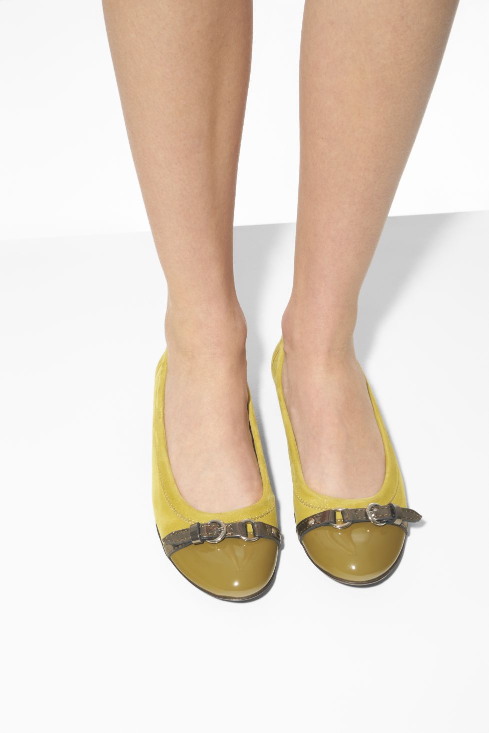 Cap toe ballet flat Khaki Monika | AGL Shoes