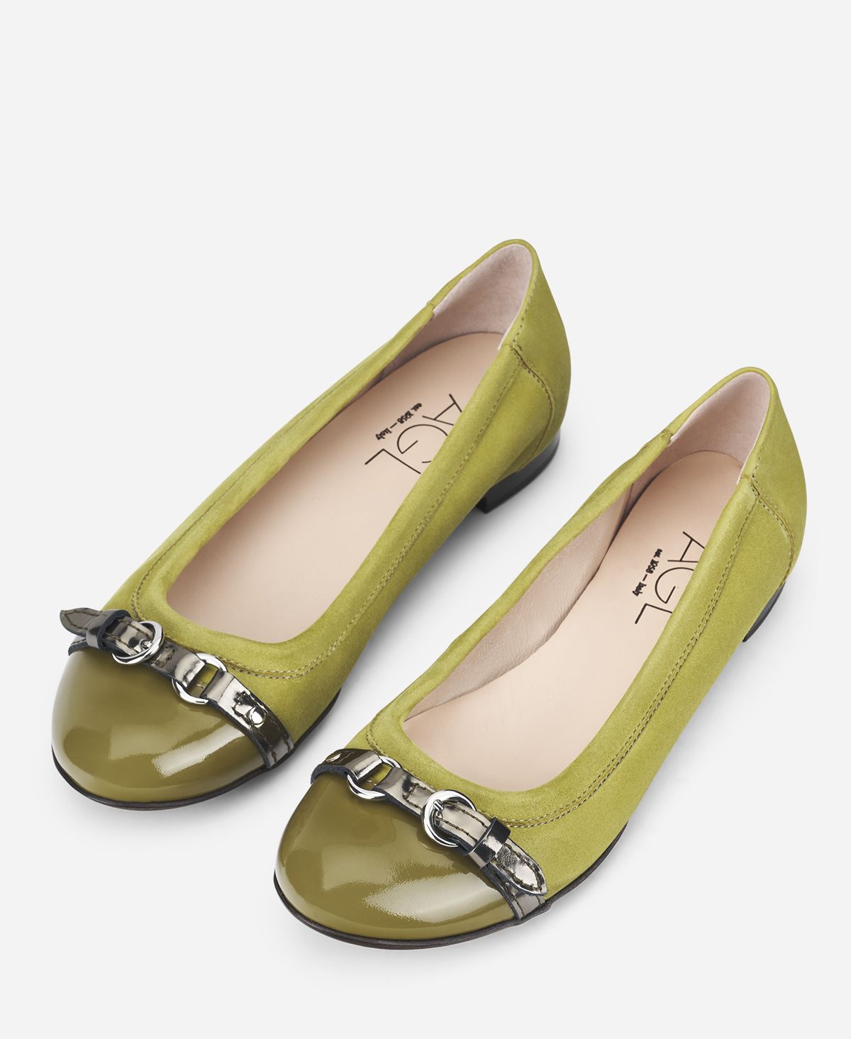 Cap toe ballet flat Khaki Monika | AGL Shoes