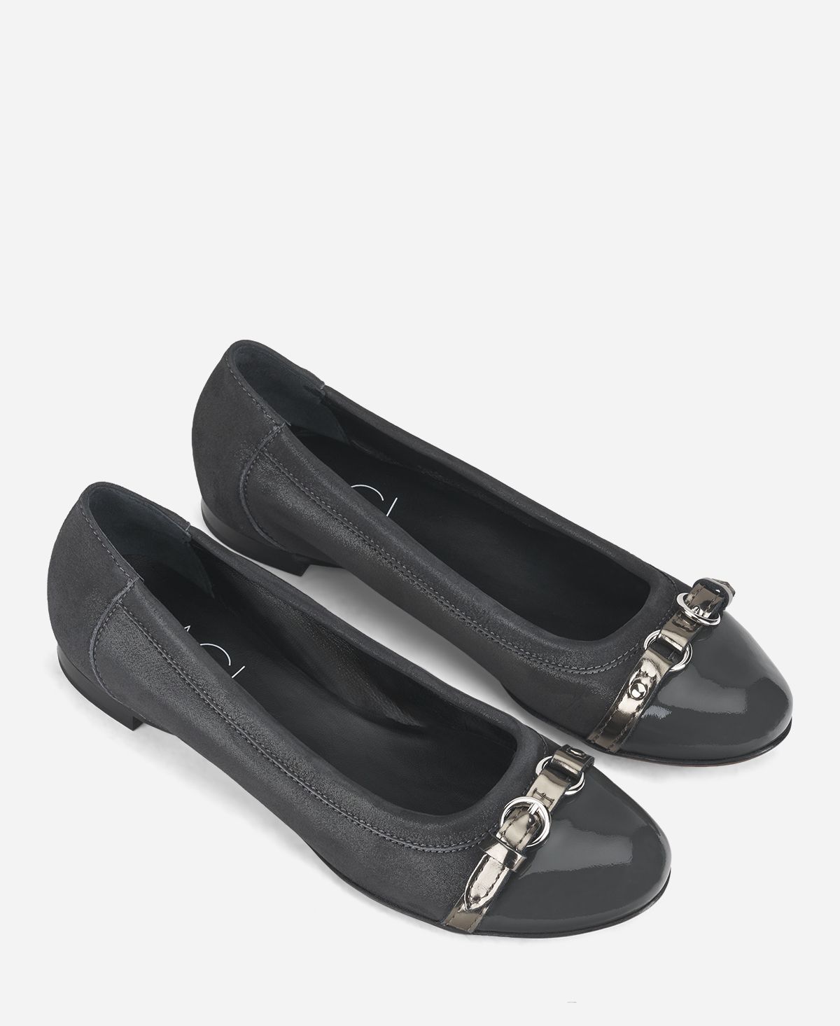 Cap toe ballet flat Dark Grey Monika | AGL Shoes