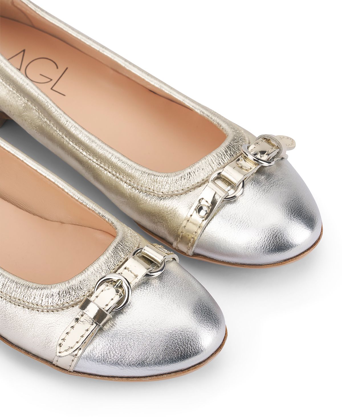 Cap toe ballet flat Silver Monika | AGL Shoes