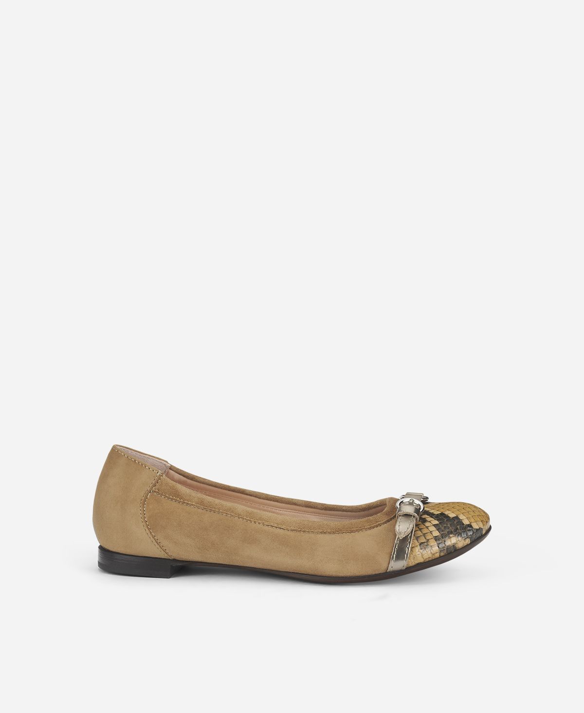 Cap toe ballet flat Taupe Monika | AGL Shoes