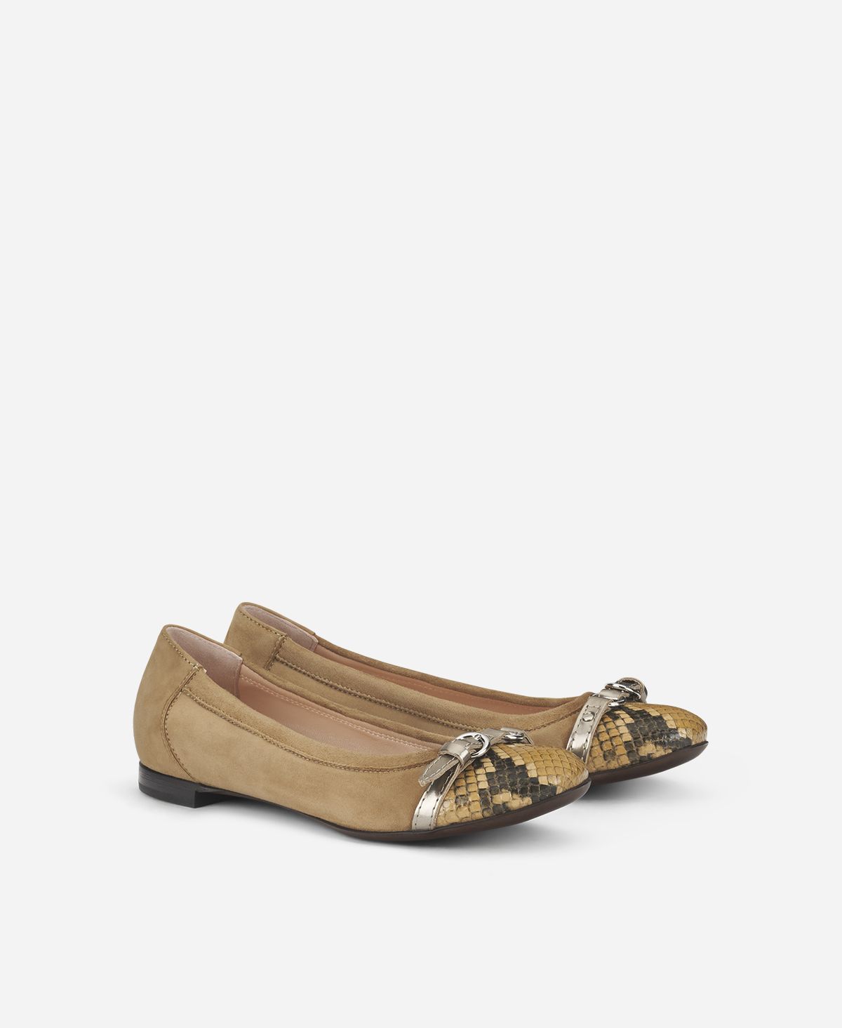 Cap toe ballet flat Taupe Monika | AGL Shoes