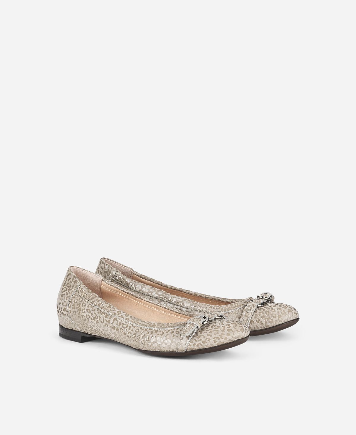 Cap toe ballet flat Python taupe Monika | AGL Shoes