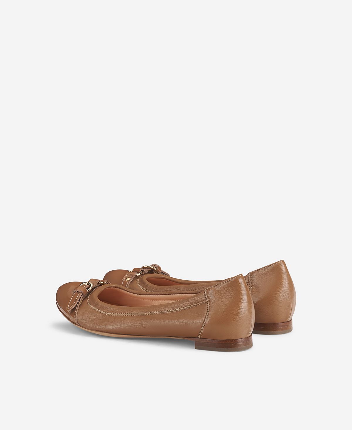 Cap toe ballet flat Cognac Monika | AGL Shoes