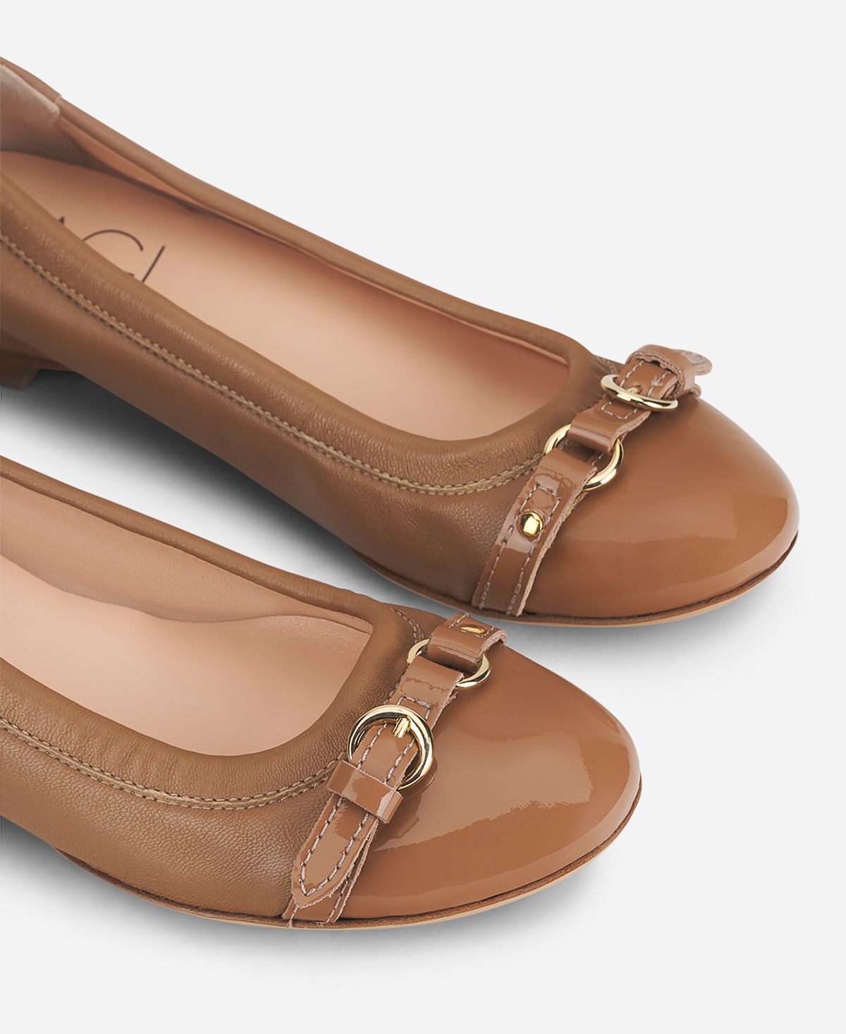 Cap toe ballet flat Cognac Monika | AGL Shoes