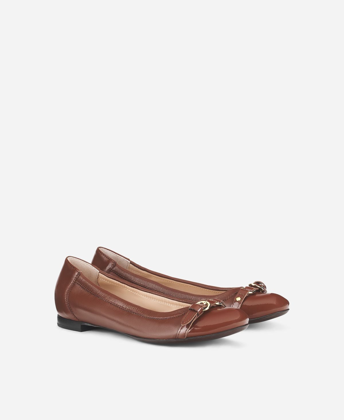 Cap toe ballet flat Brown Monika | AGL Shoes