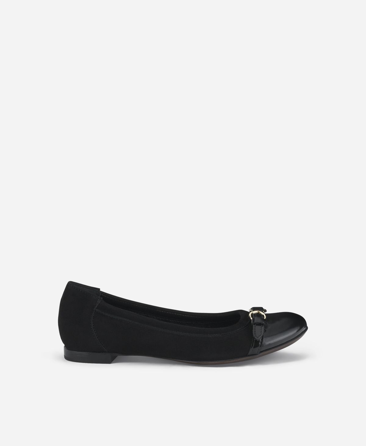 Cap toe ballet flat Black velour Monika | AGL Shoes