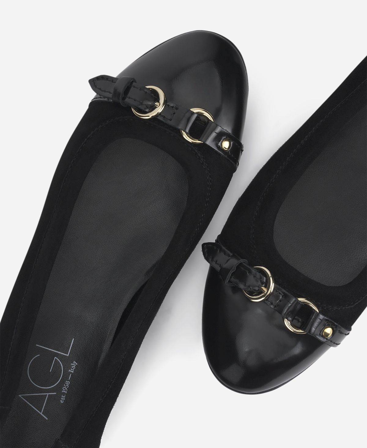 YILON Ange ballerina tops ブラック　未使用 Cap toe ballet flat Black Monika | AGL Shoes