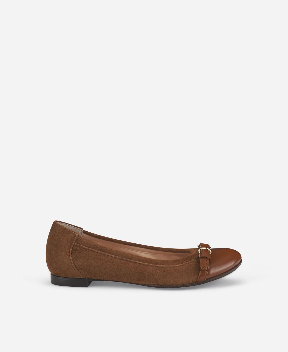 Cap toe ballet flat Brown velour Monika | AGL Shoes
