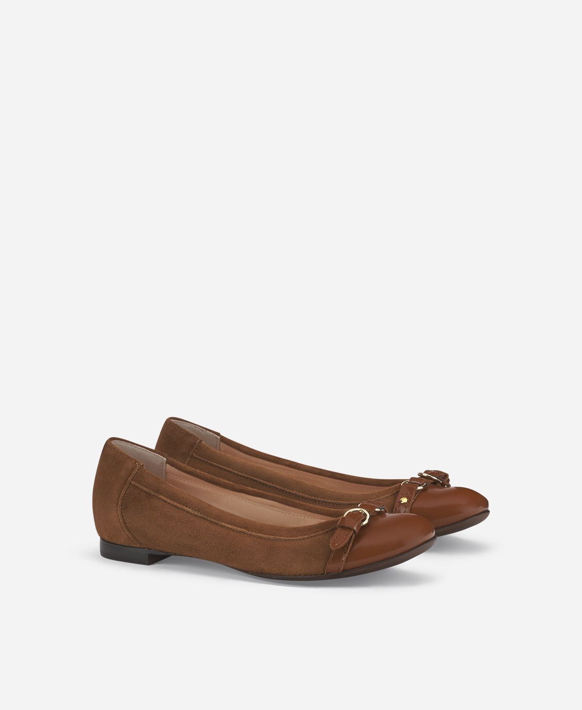Cap toe ballet flat Brown Monika | AGL Shoes