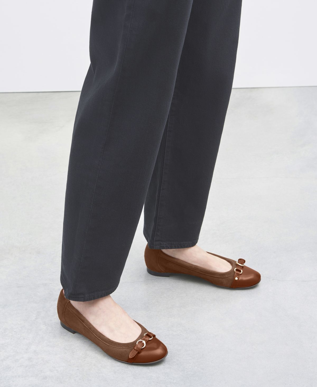 Cap toe ballet flat Brown Monika | AGL Shoes