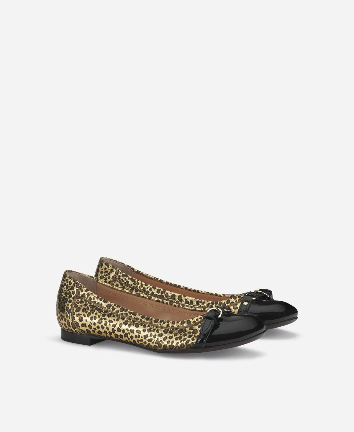 C　Chattelles ヒョウ柄フラットシューズ Cap toe ballet flat Leopard pop Monika | AGL Shoes