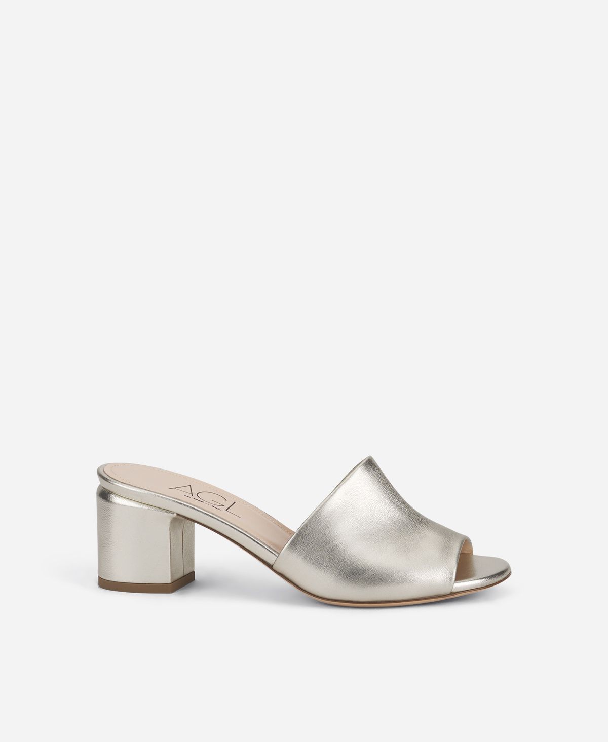 Metallic leather mule Platinum Luana | AGL Shoes