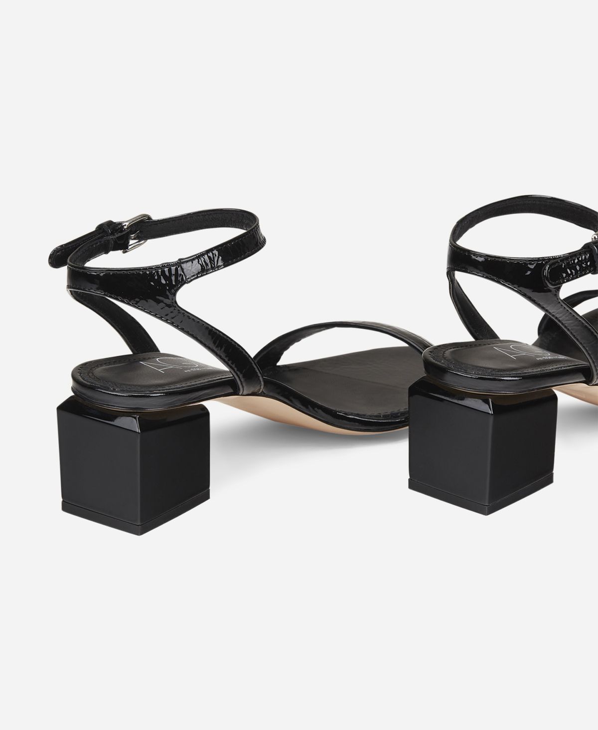Sandal with cube-shaped heel Black Angie | AGL Shoes