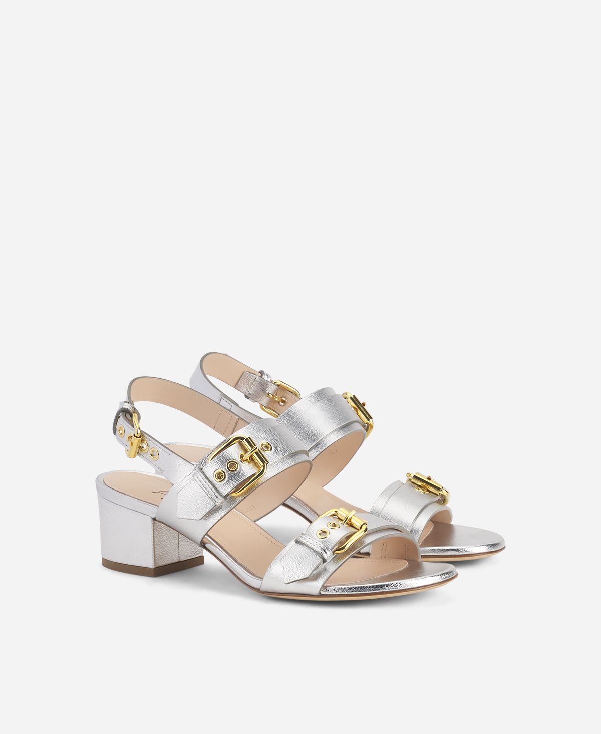 Sandal with buckles Silver Lala Straps | AGL Shoes