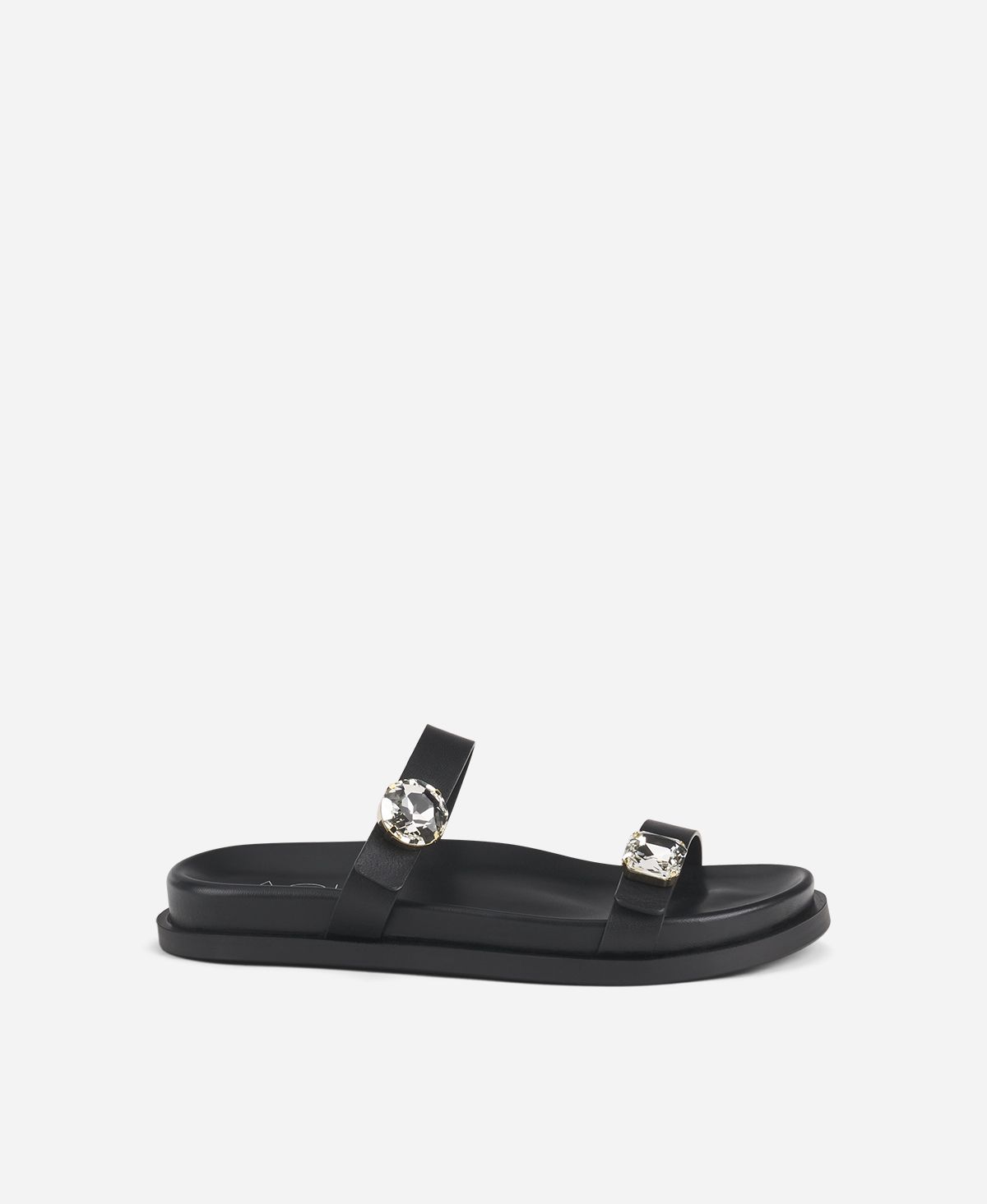 Sandal with crystals Black Cristina Slides | AGL Shoes
