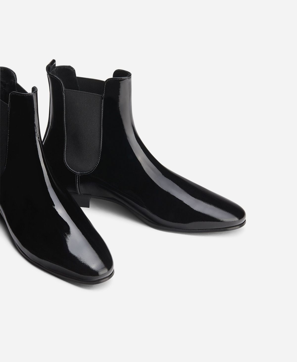 Stiefelette aus Leder mit Stretcheinsatz Schwarz Lack MAENA | AGL 