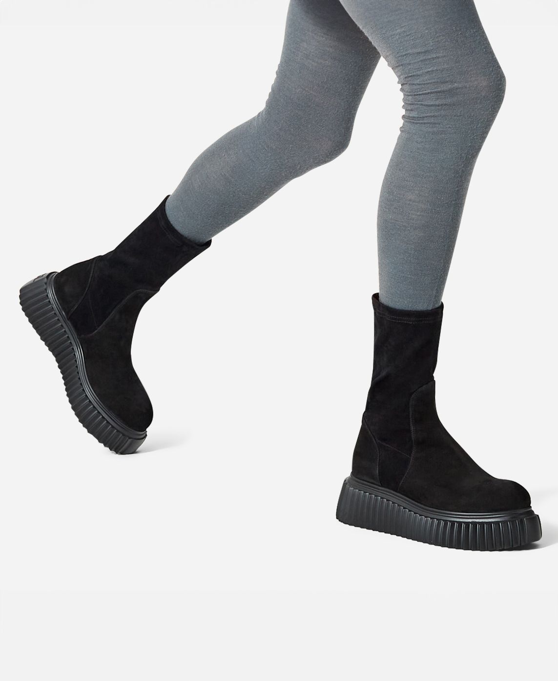 Velours-Stiefelette Schwarz MILAGROS STRETCH | AGL